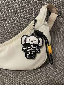 Skeleton Animal Bag Charm Keychain, Black And White Zinc Alloy Key Ring, Gothic Style Backpack Pendant, INS Style Handbag Accessory, Halloween Gift - Multicolor - View 5