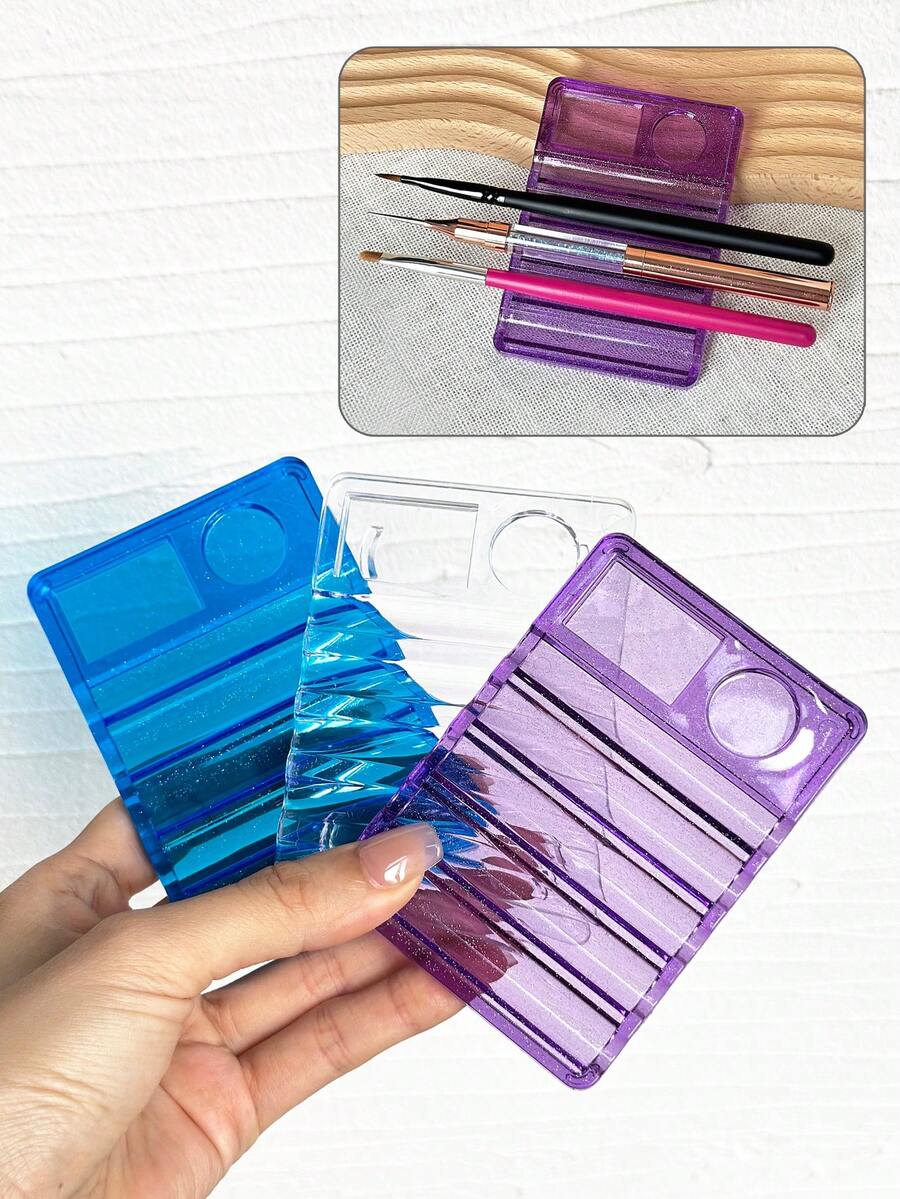 Minimalist Transparent Nail Art Pen Holder, Lightweight Pen Stand With Carved Design, Multifunctional Desktop Storage Tool, Professional Nail Salon Pen Organizer - Multicolor - View 1