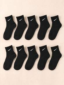10 Pairs Random Style Soft Mid-Calf Sports Socks, Running Socks, Fun Socks, Autumn Back To School, Outdoor, Student Daily Campus Socks - Multicolor - View 9