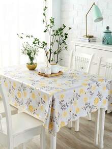 1PC Green Black Plaid & Leaf Print PVC Composite Flannel Tablecloth, Waterproof Oilproof Spill-Proof Table Cover, Easy Clean Reusable Rectangular Tablecloth For Kitchen, Dining Room, Party, Home Decoration - Multicolor - View 5