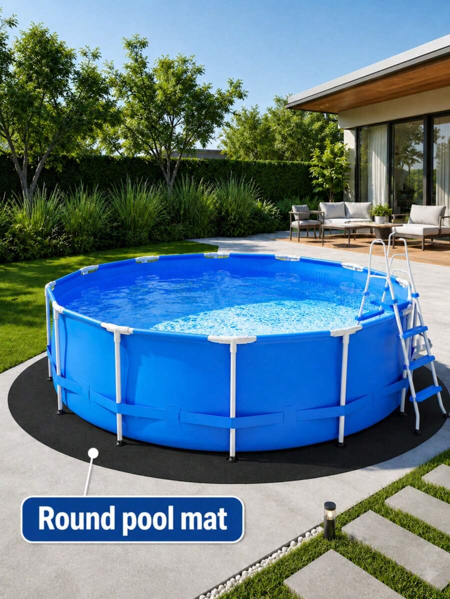 1pc/Set Round Pool Pad, Suitable For 10/12ft Above Ground Pool, Pool Bottom Mat, Thickened Black Protective Liner, Prevent Puncture - Multiple Styles - View 1