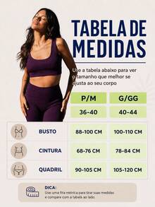conjunto fitness em poliamida encorpada canelada- top e legging- alta compressão - Preto - Visão 7