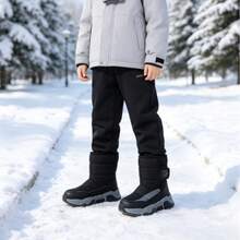 加厚绒毛内衬，建议青少年冬季靴尺码偏大一码，男童雪地靴，女童高帮保暖鞋，女童保暖运动鞋，户外加厚保暖冬靴，寒冷地区保暖靴，女童保暖雪地靴，男童保暖雪地靴，男童 - 黑色 - 查看 7