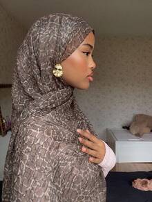 1件女款波希米亞風水彩希賈布頭巾，適合日常配戴 - 紫紅色 - 查看 2