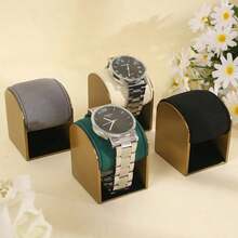 Luxury Gold Metal Watch Display Stand - Soft Green Velvet Cushion, Universal Fit For All Watches (Home/Store Decor And Display) - Multicolor - View 3