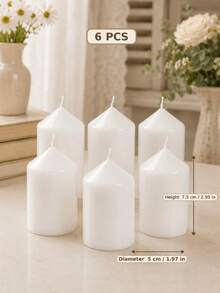 Smokeless Odorless White Pointed Cylindrical Candle Set - Home Decor Ornament, Suitable For Ramadan, Valentine's Day, Wedding Season And Christmas Decoration - Multiple Sizes - View 22