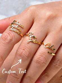 Bague de signature personnalisée exquise pour femmes, bague de nom personnalisée, bague ouverte en acier inoxydable, bijoux de lettres personnalisés, cadeau d'anniversaire unisexe - beaucoup - Voir 1