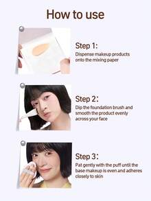 Amortals 5Pcs Base Makeup Kit – 30mm Crescent Foundation Brush, 2 Thick 4mm Rubycell Puffs, 100 Oil-Proof Mixing Papers + Dust-Proof Case, Flawless Daily Base Makeup, Viral Trending Starter Cosmetic Gift Set - Multicolor - View 8