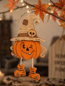 3pcs/1pc-Halloween Thanksgiving Wooden Pumpkin Ornament Plaques,Thanksgiving Decorations,Halloween Party Supplies,Room Decor,Thanksgiving Home Decor,Table Centerpiece,Harvest Festival Decor,Desk Decorations, Window Decorations,Fall Mantel Decor - Multicolor - View 9