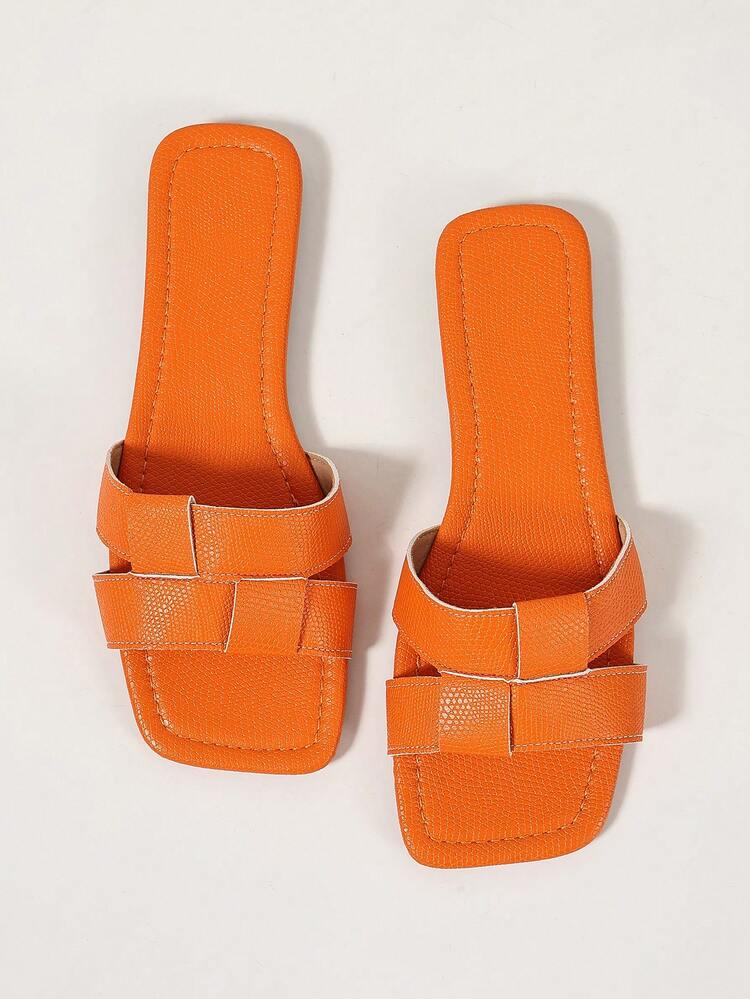 Ximi Ruo Women's Spring/Summer New Fashion Casual Flat Slide Sandals, Comfortable Low-Heel Round Toe Minimalist Outdoor Beach Slippers, Versatile Decorative Flat Sandals For Women - Orange - View 8