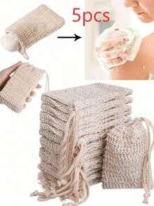 1/3/5/8pcs Reusable Exfoliating Soap Bags, Jute Drawstring Soap Pouches, Easy To Lather And Dry, Suitable For Back Massage, Smooth Skin, Remove Dirt And Dead Skin, Ideal Tool For Body Cleansing, Especially For Summer Use. - View 7