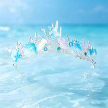 1 pieza Corona de estilo oceánico hecha a mano con estrella de mar & concha, accesorio para el cabello de novia sirena romántica para boda, cumpleaños y fiesta de noche - Multicolor - Ver 16