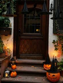 1/3/6 pièces Décorations de chapeau de sorcier et de sorcière, accessoires de fête thème monde magique Halloween et Jour des Morts, décoration d'ambiance maison minimaliste et créative, articles décoratifs Halloween effrayants et amusants pour la nuit de la chasse aux bonbons - noir - Voir 5