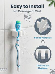 1pc No-Drill Wall-Mounted Toothbrush Holder, Bathroom Set Can Hold 4 Toothbrushes And 1 Toothpaste, Suitable For Bathroom, Dorm And Home Decor, Summer Home Bathroom Decoration, Creative Bathroom Organizer. Ideal For Organizing Toothbrushes, Combs, Razors And Other Bathroom Essentials. - Multicolor - View 7