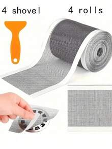 1/2/4 Rolls 7*500cm Disposable Drain Stickers For Kitchen And Bathroom, Anti-Clogging Hair And Insect Filter Mesh With Scraper - A - View 11