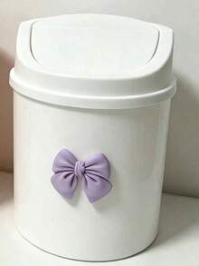1pc Elegant Butterfly Decor Portable Trash Can With Lid, Mini Desktop Waste Basket, Home Use Trash Can With Lid, No Power Required, Suitable For Office, Living Room Or Desk, Home Desktop And Drawer Storage - Multicolor - View 11