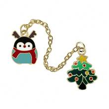 esmaltados de la serie navideña de dibujos animados, bonitos broches de muñde nieve de Papá Noel con cadena, insignia personalizada, regalos de joyería para de Navidad y Año Nuevo - Rojo - Ver 11