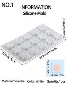 1pc Flower Shaped Silicone Mold, Mousse Cake Decoration, Chocolate Candy Mold, Baking Cake Mold - 白色 - 查看 10