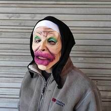 1pc Black Sausage Lips Latex Head Mask, Funny Prank Toy For Friends, Halloween Costume Accessory, Holiday Party, Party Night - Old Woman With Sausage Lips - View 4