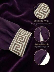 Women's Casual High-End Fringe Zipper Pocket Raglan Robe, Traditional Arabic Style Spring - Purple - View 5