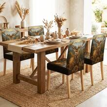 1/2/4/6/20 piezas, Fundas para sillas de comedor, Fundas para sillas de comedor con patrón vintage de lujo de ciervo del bosque, Decoración atmosférica de restaurante adecuada para el hogar, Fundas de protección de renovación de sillas de comedor de estilo de lujo, Fundas para sillas de estilo Mori adecuadas para banquetes, restaurantes y uso diario en el hogar, Fundas de protección de decoración de sillas de restaurante y habitación, Fundas para sillas de comedor desmontables y lavables, Regalos festivos, Regalos familiares - Multicolor - Ver 4