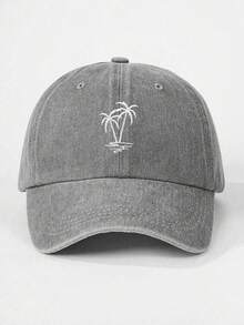 1pc Coconut Embroidered Unisex Baseball Cap Trucker Hat, Vintage Washed Style, Y2K Outdoor Sun Protection Adjustable Travel Vacation Gift, Perfect For Halloween, Back To School, Student School Season, Christmas, Mother's Day, Father's Day, Wedding, Bachelor Party, Carnival - Grey - View 12