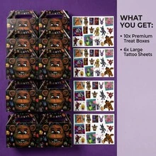 Five Nights at Freddy's 16個 0.65L 卡通遊戲紙製禮品盒，大容量附手柄派對伴手禮盒，適用於畢業、生日、婚禮、聖誕節、房間裝飾與居家裝飾 - FNAF 紙匣 刺青貼 - 查看 4