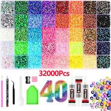 24000 Pcs Jelly Resin Rhinestones,30 Colors Flatback Gems For Bedazzling With Tweezers And Pickup Pen,Multicolor Badazzle Kit With 4Pcs B7000 Jewelry Glue For Jewelry Accessories,Clothing Embellishments,Fabrics,Phone Cases,DIY Crafts Supplies - A - View 14