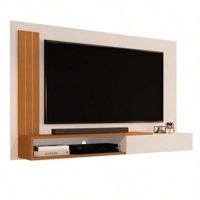 Painel Para Tv Até 50 Polegadas Match Com Porta Nicho Prateleira Sala Luxo Cores off