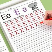 1pc A-Z Letter Practice Book - Patterned Letter Writing Workbook, Suitable For Toddlers And Preschool Children, Learning To Write - A - View 5