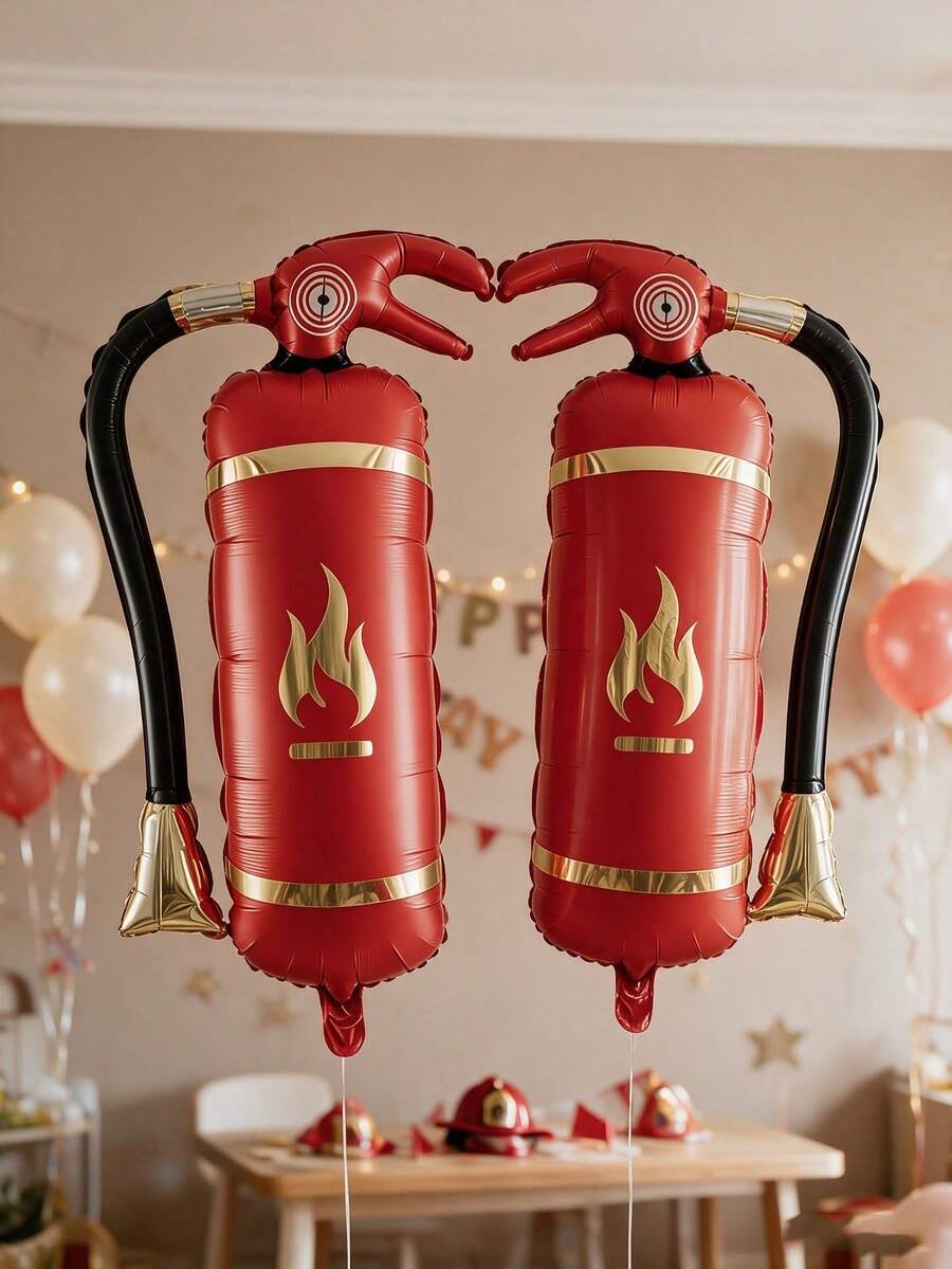 2pcs 29.92 Inch Fire Pump Balloon Film, Perfect For Flame Theme Party, Birthday Party, Toy Cartoon Balloon Set (Ribbon Not Included) - View 1