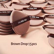 24/15/10/8/5/1pc Air Cushion Makeup Sponge, Suitable For Liquid Foundation And Loose Powder, Skin-Friendly Makeup Tool, Dry And Wet Use - Brown - View 11