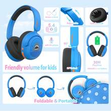 JBUNION Headphone Nirkabel Bluetooth Over-Ear Kakabomi untuk Anak-anak, Pelajar, Remaja, Kontrol Volume 75/85/94dB, Headphone Nirkabel Bluetooth yang Dapat Dilipat dan Diputar - View 7