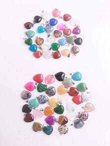 16mm & 20mm Natural Stone Multi-Color Heart-Shaped Pendants Random Mixed 30pcs - Heart Pendant - View 6