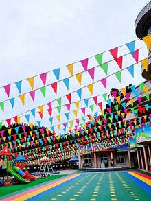 Bendera Segitiga Warna-warni - Cocok untuk Dekorasi Luar Ruangan, Upacara Wisuda, Oktoberfest, Dekorasi Pesta Kebun Musim Panas dan Natal - Model terbaru - View 1