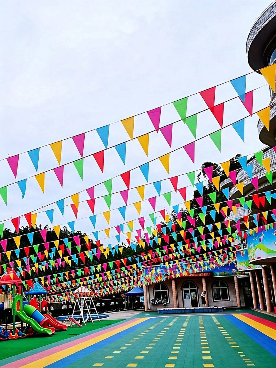 Bendera Segitiga Warna-warni - Cocok untuk Dekorasi Luar Ruangan, Upacara Wisuda, Oktoberfest, Dekorasi Pesta Kebun Musim Panas dan Natal - Model terbaru - View 1