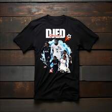 Djed Spence Football Graphic T-Shirt |   Soccer Player Illustration - 黑色 - 查看 4