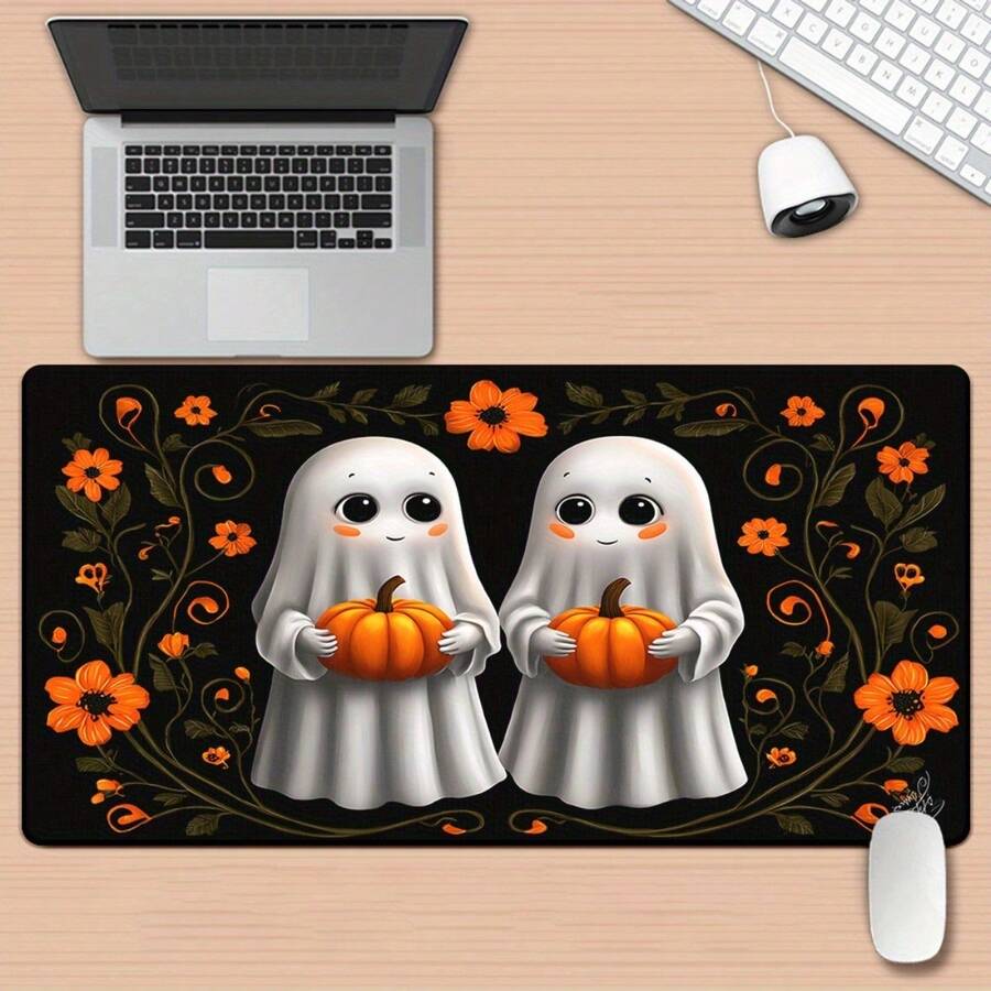 1pc Pumpkin Ghost Desk Mat, Suitable For Gaming, Office Decor, Non-Slip Rubber Base, XXL Mouse Pad, Multi-Functional Office Mouse Pad, Large XXL Mouse Pad - Mouse Pad / Desk Mat - View 1