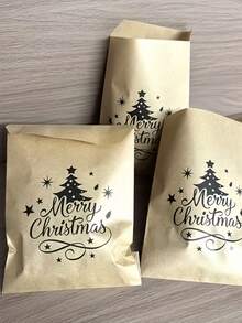 25Pcs Christmas Tree Kraft Paper Gift Bags – Elegant All-In-One Design, Versatile Treat Bags For Parties, Family Get-Together, Office Gifts, Friend Get-Togethers & Gift Packaging – Ideal For Christmas Celebrations - Christmas Tree Paper Bag - View 3