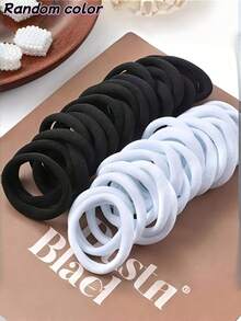 500/400/300/200/100pcs Black & White Dual Color Seamless High Elasticity Hair Ties, No Mark No Damage Ponytail Hair Bundles, Strong Stretch Thick Hair Suitable For Women Ladies Hair Accessories Daily Work Sports Fitness Yoga Running Nylon Hair Rope Set - Multicolor - View 11