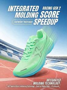 XTEP One-Piece Molded Score-Boosting Ace 2 Running Shoes Women's Shoes Middle School Exam Sports Jump Rope Running Shoes Shock-Absorbing Athletic Shoes Fairy Green/Silver - Elf Green/Silver - View 1