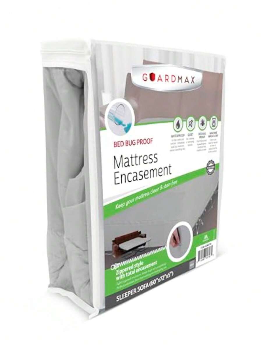 Guardmax Funda de Colchón de Punto Jersey para Sofá Cama con Cierre - Protector de Colchón Impermeable y a Prueba de Chinches - Ropa de Cama con Cierre Cómoda, Suave y Silenciosa - A Prueba de Ácaros - Multicolor - Ver 1
