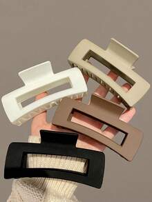 1pc/2pcs/3pcs/4pcs Minimalist Matte Texture Square Large Hair Claw Clip For Thick Hair, Suitable For Half-Up And Updo Hairstyles - Multicolor - View 1