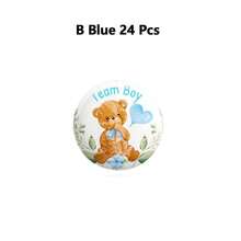 12/24 Pcs Bear Gender Reveal Pins Funny Baby Shower Team Gender Reveal Decorations Blue And Pink Team Button Pins For Birthday Party Supplies - Multicolor - View 12