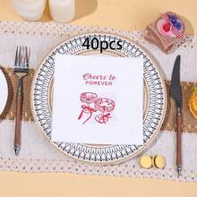 20/40/60 Pcs,Red Cheers To Forever Wedding Napkins,2-Ply Elegant White Disposable Paper Servietees With Bow & Cocktail Glass Design,Bridal Shower,Engagement, Bachelorette Party Decorations,13 Inch*13 Inch - View 9