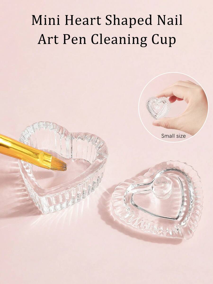 klimonla 1 件心形美甲笔清洁杯，美甲用品，美甲工具，美甲工具，返校，指甲，按压指甲的美甲工具