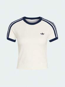 Adidas Originals Women's Knit Short Sleeve T-Shirt Collarless Tee TKS9952 - Blue and White - View 2