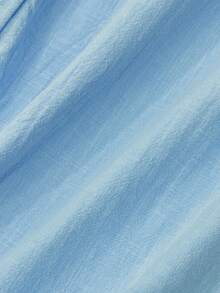 WAIT HIM Kemeja Lengan Panjang Kasual Pria Warna Polos 100% Katun - Baby Blue - View 5
