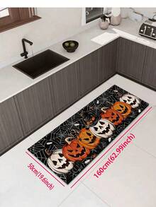 1/2pcs Halloween Kitchen Decor Rug, Halloween Pumpkin Kitchen Rug And Mat, Non-Slip Washable Absorbent Kitchen Accessory Decorative Mat - Multicolor - View 15