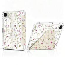 Casing Kompatibel dengan iPad (A16) Generasi ke-11 11 Inci 2025, Casing Generasi ke-10 10,9 Inci 2022, Stand Tipis, Casing Belakang Transparan PC Keras, Smart Cover, Mendukung Touch ID, Auto Wake/Sleep, Motif Bunga - Lukisan Bunga - 2306 - View 4